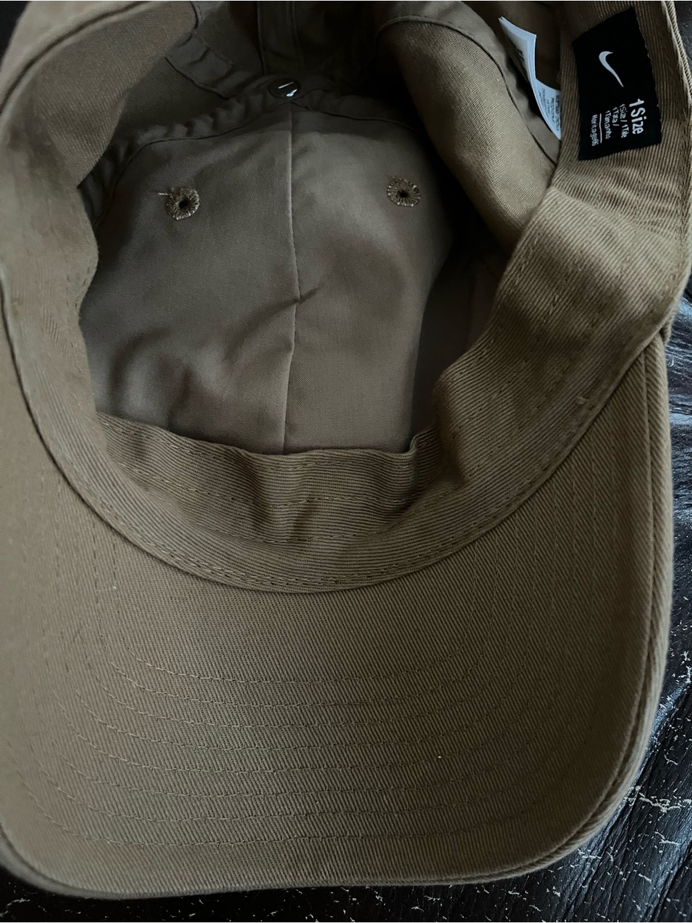 Tan Nike Club Unstructured Futura washed cap with white Nike swoosh. - Picture 3 of 4